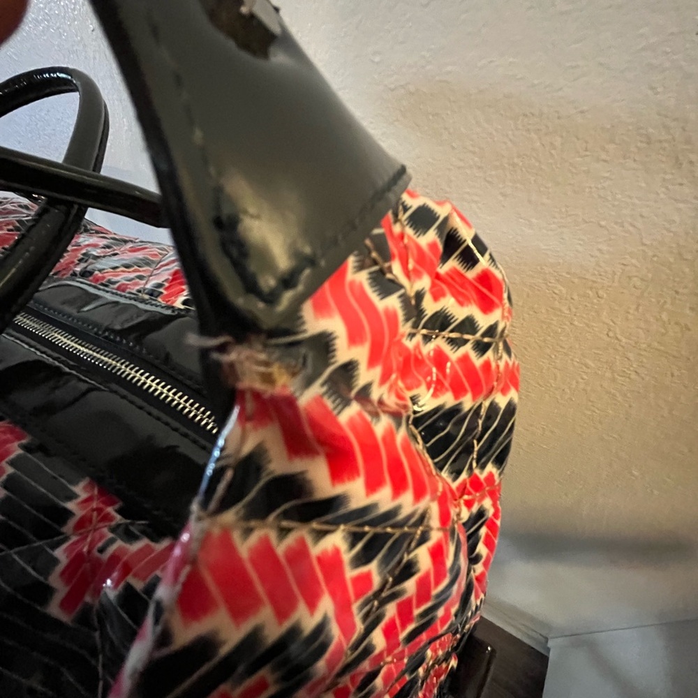 Tory Burch  Travel Bag Large Red and Black Geometric - Picture 15 of 16